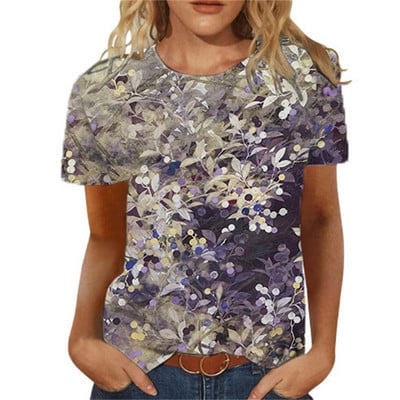 Tricou pentru femei de vară Tricou cu imprimeu 3d Floral Tricouri la modă pentru femei Motiv cu flori Noua estetică Topuri Tricou pentru fete supradimensionat