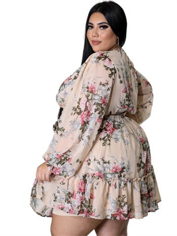 Wmstar Plus Size 5xl Φορέματα Γυναικεία Sexy Party Flower Print Μίνι φόρεμα Φαρδιά κομψά χαριτωμένα ρούχα 2023 Χονδρική Dropshipping