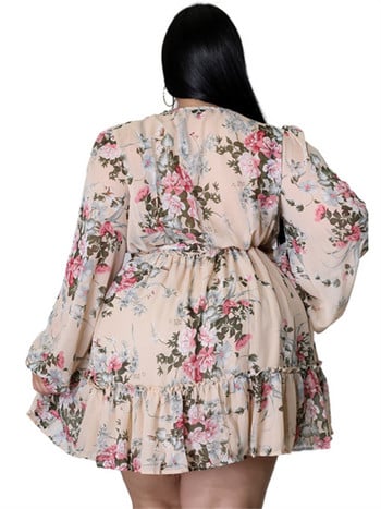 Wmstar Plus Size 5xl Φορέματα Γυναικεία Sexy Party Flower Print Μίνι φόρεμα Φαρδιά κομψά χαριτωμένα ρούχα 2023 Χονδρική Dropshipping