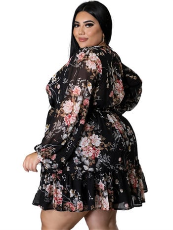 Wmstar Plus Size 5xl Φορέματα Γυναικεία Sexy Party Flower Print Μίνι φόρεμα Φαρδιά κομψά χαριτωμένα ρούχα 2023 Χονδρική Dropshipping