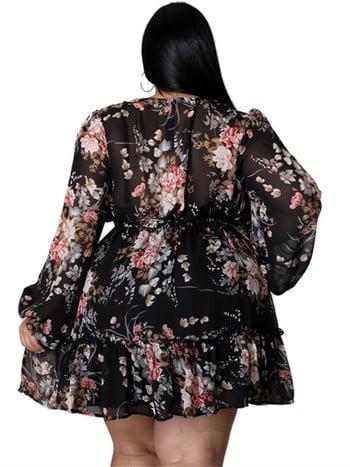 Wmstar Plus Size 5xl Φορέματα Γυναικεία Sexy Party Flower Print Μίνι φόρεμα Φαρδιά κομψά χαριτωμένα ρούχα 2023 Χονδρική Dropshipping