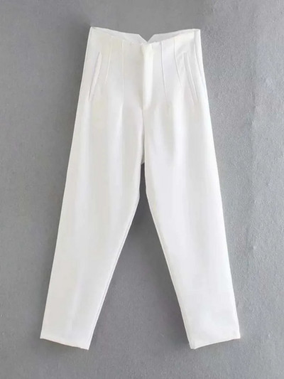 2024. gada sieviešu modes ar kabatām ikdienišķas vienkāršās vienkāršās bikses Vintage ar augstu vidukli, rāvējslēdzējs, muša, sieviešu potītes, pantalones