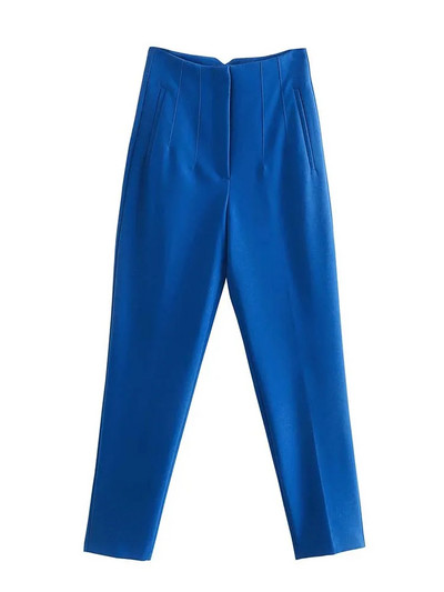 2024. gada sieviešu modes ar kabatām ikdienišķas vienkāršās vienkāršās bikses Vintage ar augstu vidukli, rāvējslēdzējs, muša, sieviešu potītes, pantalones