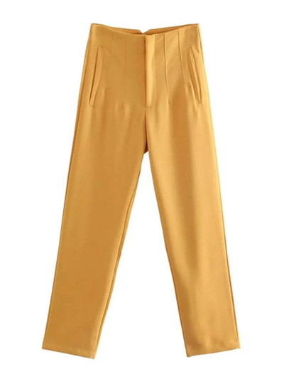 2024. gada sieviešu modes ar kabatām ikdienišķas vienkāršās vienkāršās bikses Vintage ar augstu vidukli, rāvējslēdzējs, muša, sieviešu potītes, pantalones