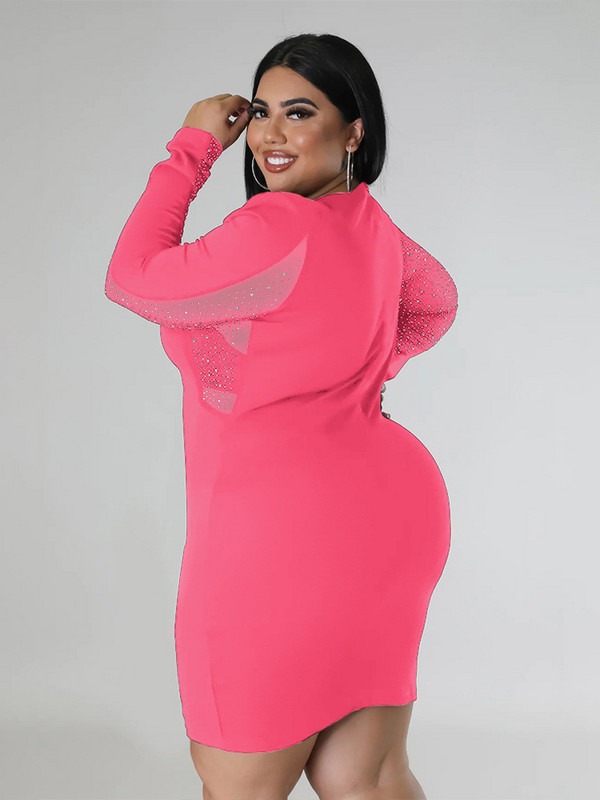 Wmstar Liela izmēra kleitas Sieviešu ballītei Sequin Sexy Garām piedurknēm Mode Eleganta Vakara Grezna Minikleita Vairumtirdzniecība Dropshipping