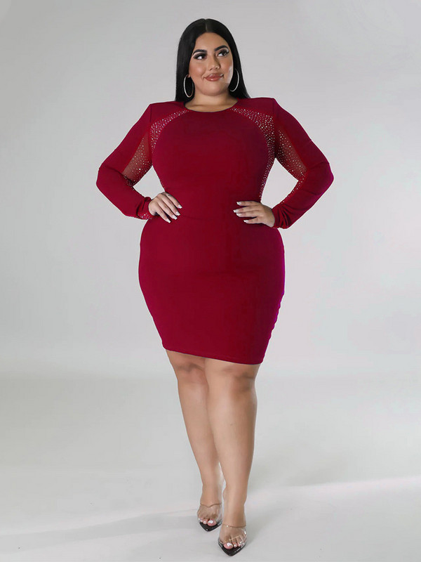 Wmstar Liela izmēra kleitas Sieviešu ballītei Sequin Sexy Garām piedurknēm Mode Eleganta Vakara Grezna Minikleita Vairumtirdzniecība Dropshipping