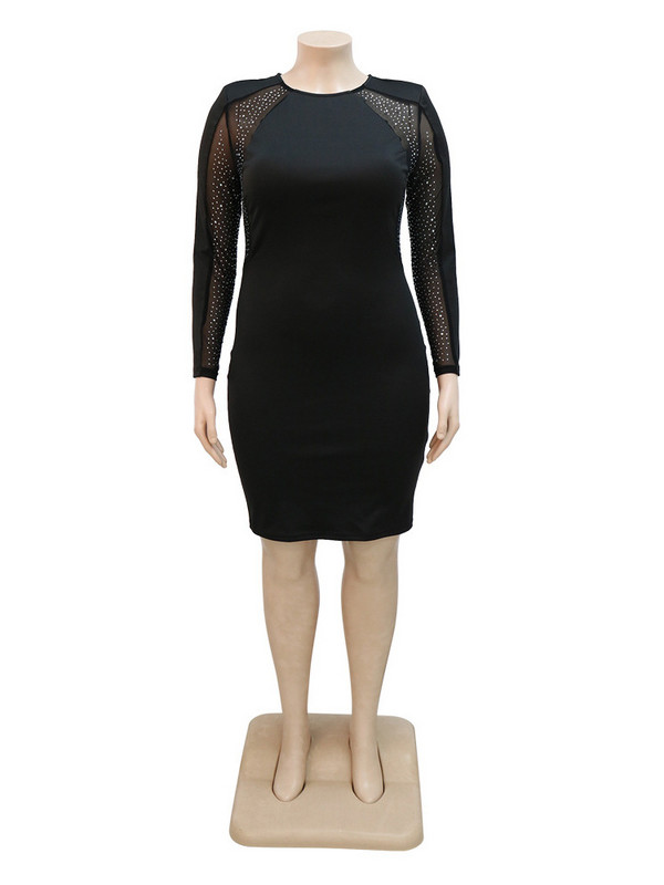 Wmstar Liela izmēra kleitas Sieviešu ballītei Sequin Sexy Garām piedurknēm Mode Eleganta Vakara Grezna Minikleita Vairumtirdzniecība Dropshipping