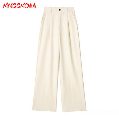 MNCCMOAA — Sieviešu retro stila bikses ar augstu vidukli ar rāvējslēdzēju, vienkāršas sieviešu bikses, brīvas, biroja, pavasara, vasaras modes