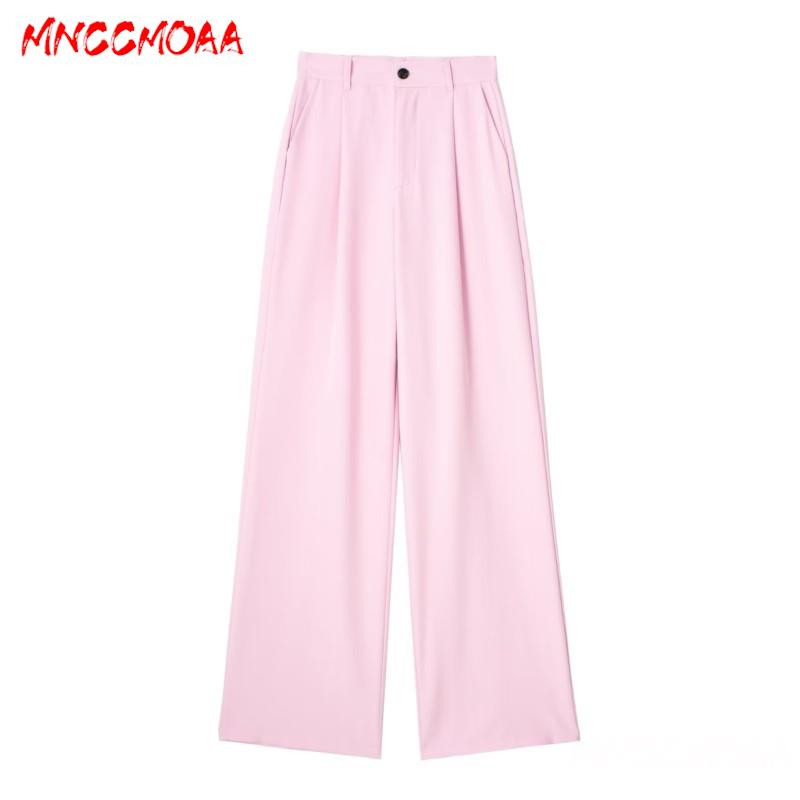 MNCCMOAA — Sieviešu retro stila bikses ar augstu vidukli ar rāvējslēdzēju, vienkāršas sieviešu bikses, brīvas, biroja, pavasara, vasaras modes