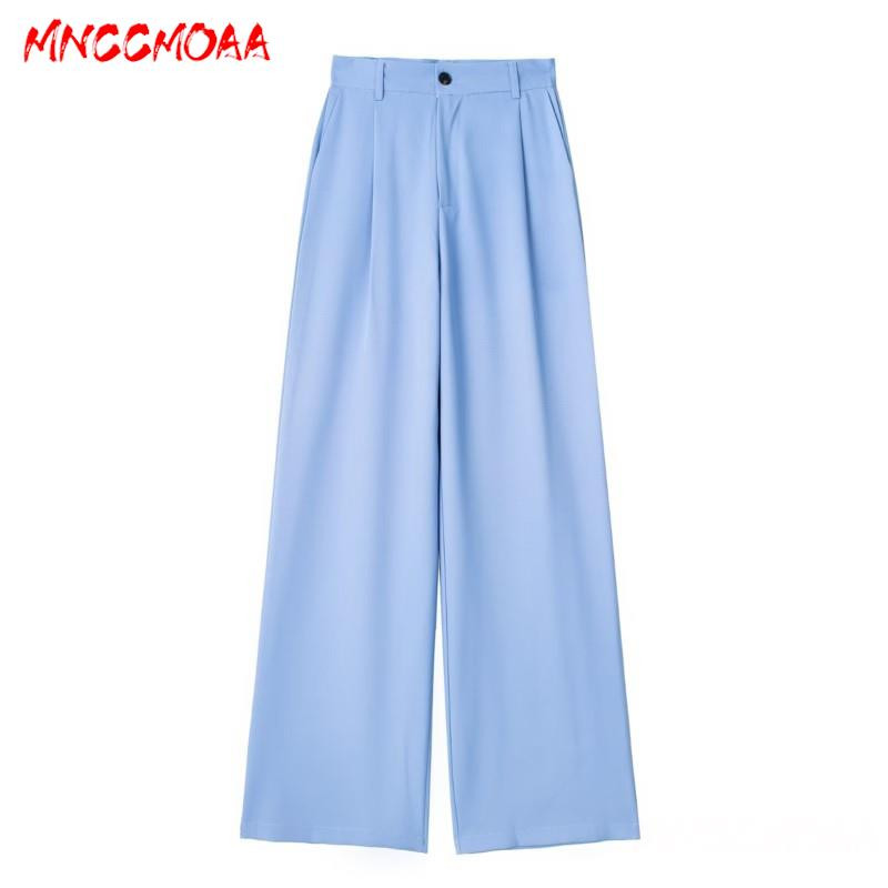 MNCCMOAA — Sieviešu retro stila bikses ar augstu vidukli ar rāvējslēdzēju, vienkāršas sieviešu bikses, brīvas, biroja, pavasara, vasaras modes