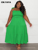 CM.YAYA Liela izmēra līkne sievietēm bez piedurknēm, piesienama uz pleca ar augstu vidukli, liela šūpošanās, maksi gara kleita, modes ielas apģērba kleitas 2022