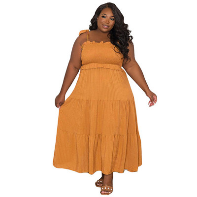 CM.YAYA Liela izmēra līkne sievietēm bez piedurknēm, piesienama uz pleca ar augstu vidukli, liela šūpošanās, maksi gara kleita, modes ielas apģērba kleitas 2022