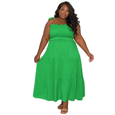 CM.YAYA Liela izmēra līkne sievietēm bez piedurknēm, piesienama uz pleca ar augstu vidukli, liela šūpošanās, maksi gara kleita, modes ielas apģērba kleitas 2022