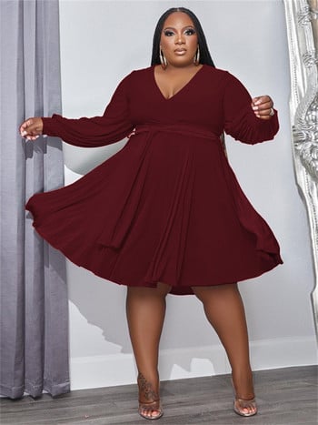 Wmstar Plus Size Φορέματα για Γυναικεία Μασίφ Ρούχα Φθινοπώρου 2022 Φαρδιά μακρυμάνικο casual φόρεμα μπάλας Midi Φόρεμα χονδρικής Dropshipping