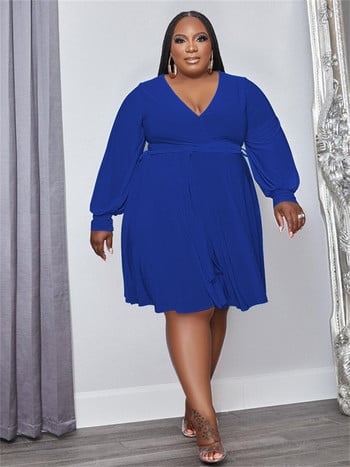 Wmstar Plus Size Φορέματα για Γυναικεία Μασίφ Ρούχα Φθινοπώρου 2022 Φαρδιά μακρυμάνικο casual φόρεμα μπάλας Midi Φόρεμα χονδρικής Dropshipping