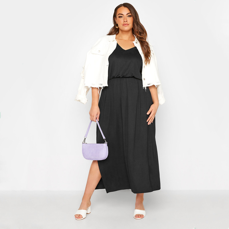 Elegantna ljetna ležerna haljina plus veličine s V-izrezom, maksi ravna haljina kratkih rukava s elastičnim strukom, vikend haljina za plažu s podijeljenim stranama 6XL