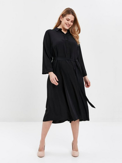 Lielizmēra vērtnes Eleganta vasaras pavasara kreklkleita sievietēm ar garām piedurknēm ar vienu pogu ar krūtiņu formāla biroja kleita liela izmēra 7XL