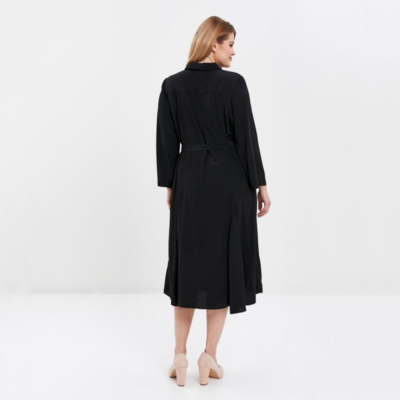 Lielizmēra vērtnes Eleganta vasaras pavasara kreklkleita sievietēm ar garām piedurknēm ar vienu pogu ar krūtiņu formāla biroja kleita liela izmēra 7XL