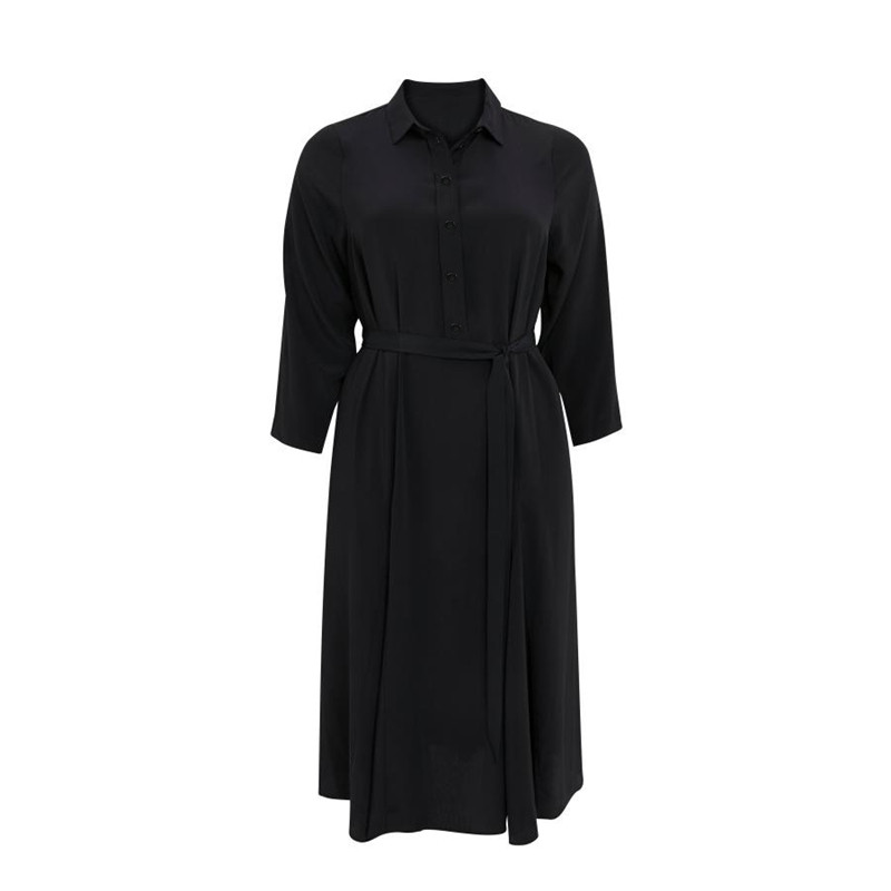 Lielizmēra vērtnes Eleganta vasaras pavasara kreklkleita sievietēm ar garām piedurknēm ar vienu pogu ar krūtiņu formāla biroja kleita liela izmēra 7XL