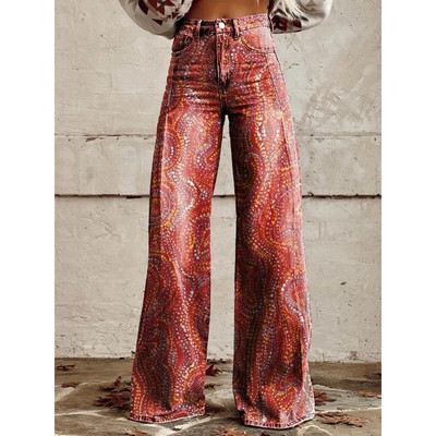 Naiste vintage lilleprintiga vabaaja laia säärega püksid Leopard Aztec Streetwear Bohemia naiste püksid vabad peopüksid suures suuruses