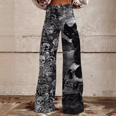 Naiste vintage lilleprintiga vabaaja laia säärega püksid Leopard Aztec Streetwear Bohemia naiste püksid vabad peopüksid suures suuruses