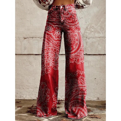 Naiste vintage lilleprintiga vabaaja laia säärega püksid Leopard Aztec Streetwear Bohemia naiste püksid vabad peopüksid suures suuruses