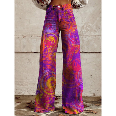 Naiste vintage lilleprintiga vabaaja laia säärega püksid Leopard Aztec Streetwear Bohemia naiste püksid vabad peopüksid suures suuruses