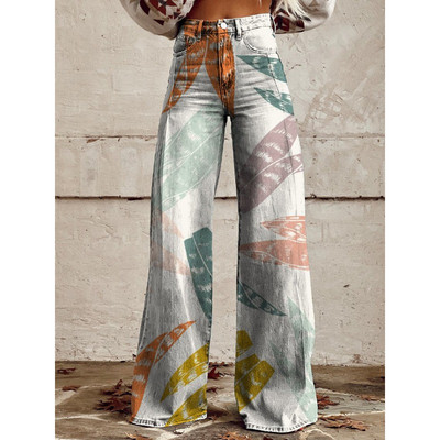 Sieviešu zilas un sarkanas svītras apdrukas ikdienišķas bikses ar platām kājām Vintage ģeometriskām svītrām vasaras bikses mīkstas bikses lielizmēra
