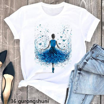 Ακουαρέλα Dance Lover Butterfly T-shirt Γυναικεία ρούχα 2024 Μπλουζάκια Καλοκαιρινής Μόδας Γυναικείο Μπλουζάκι Όμορφο Γυναικείο T-Shirt