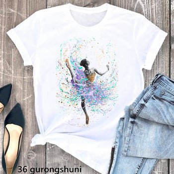 Ακουαρέλα Dance Lover Butterfly T-shirt Γυναικεία ρούχα 2024 Μπλουζάκια Καλοκαιρινής Μόδας Γυναικείο Μπλουζάκι Όμορφο Γυναικείο T-Shirt