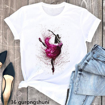 Ακουαρέλα Dance Lover Butterfly T-shirt Γυναικεία ρούχα 2024 Μπλουζάκια Καλοκαιρινής Μόδας Γυναικείο Μπλουζάκι Όμορφο Γυναικείο T-Shirt