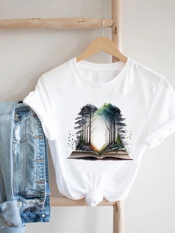 Lovely Vintage Style Book Cute print T-shirt με κοντό μανίκι Κορυφαία γυναικεία μόδα casual ρούχα Γυναικείο γραφικό μπλουζάκι