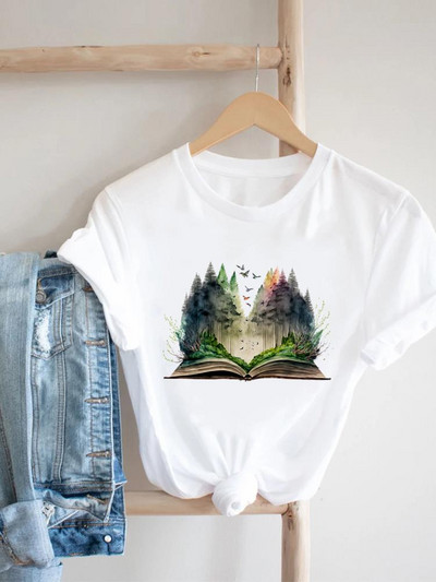 Prekrasna knjiga u vintage stilu Majica kratkih rukava sa slatkim printom Majica kratkih rukava Ženska modna ležerna odjeća Ženska grafička majica
