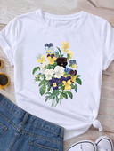Ρούχα Καλοκαιρινό γραφικό μπλουζάκι με κοντομάνικο γυναικείο τύπωμα casual ακουαρέλα λουλούδι Νέα μόδα ρούχα Μπλουζάκι γυναικείο μπλουζάκι
