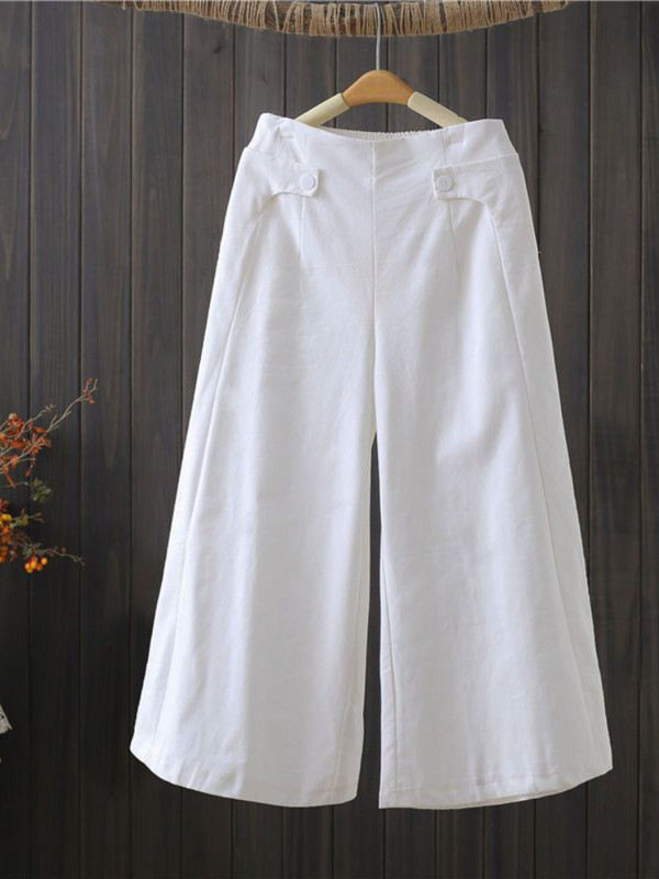 Bikses ar platām kājām sievietēm, kokvilnas lina, vaļīgas, elastīgas vidukļa bikses līdz potītēm, ikdienas modes vasaras 2024 sieviešu bikses ar augstu vidukli