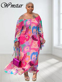 Wmstar nagyméretű női ruhák virágmintás bő, elegáns maxi ruhák divatos utcai ruházati nagykereskedelmi kiszállítás 2023