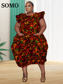 SOMO Plus Size Rochii noi Ocazie formala buzunare libere Imprimeu floral Rochie maxi eleganta Tinute de vara Dropshipping cu ridicata