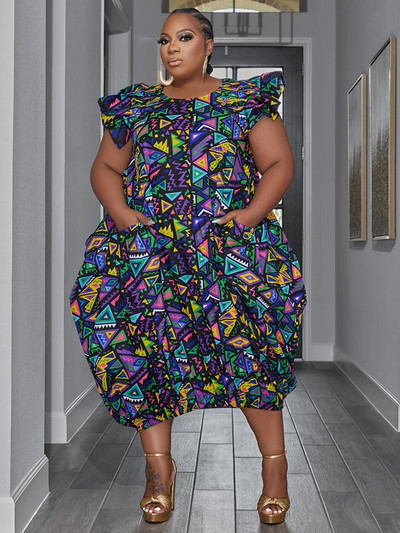 SOMO Plus Size Rochii noi Ocazie formala buzunare libere Imprimeu floral Rochie maxi eleganta Tinute de vara Dropshipping cu ridicata