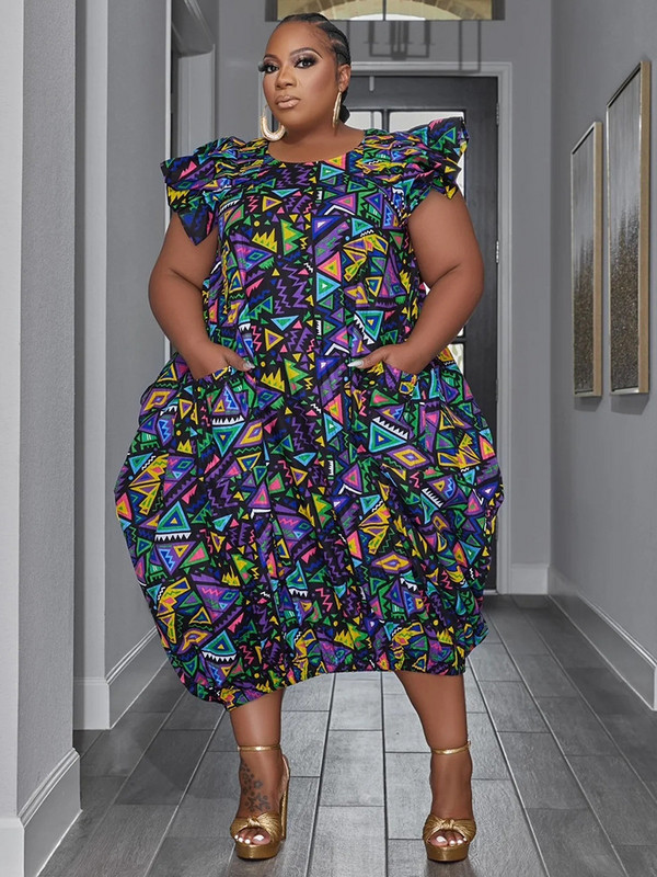 SOMO Plus Size Rochii noi Ocazie formala buzunare libere Imprimeu floral Rochie maxi eleganta Tinute de vara Dropshipping cu ridicata