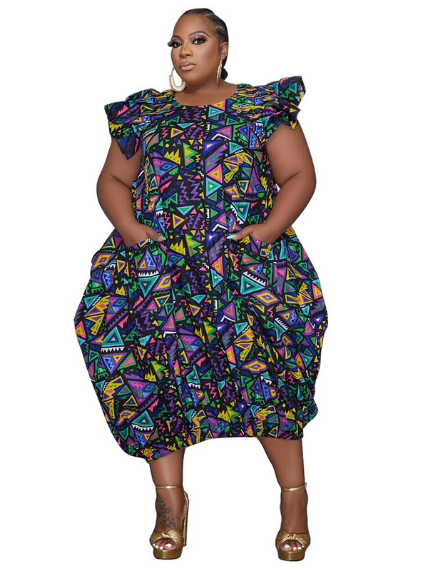 SOMO Plus Size Rochii noi Ocazie formala buzunare libere Imprimeu floral Rochie maxi eleganta Tinute de vara Dropshipping cu ridicata