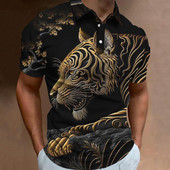 Nova polo majica s 3d životinjskim printom za muškarce Retro muška polo majica s kratkim rukavima Ulična modna muška odjeća Prevelika široka majica za golf