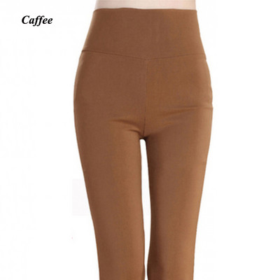 Magas derekú női vékony nadrág Cukorka színe átlátszatlan, vékony, átlátszatlan leggings tömör, magasan nyúló női ceruzanadrág nagy méretű derékpánt