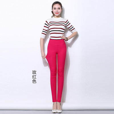 Magas derekú női vékony nadrág Cukorka színe átlátszatlan, vékony, átlátszatlan leggings tömör, magasan nyúló női ceruzanadrág nagy méretű derékpánt