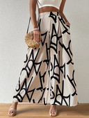 Sieviešu bikses ar augstu jostasvietu ar apdruku