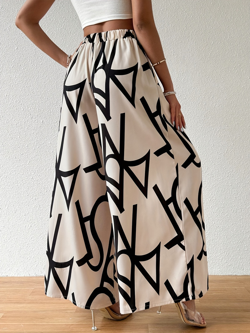 Sieviešu bikses ar augstu jostasvietu ar apdruku