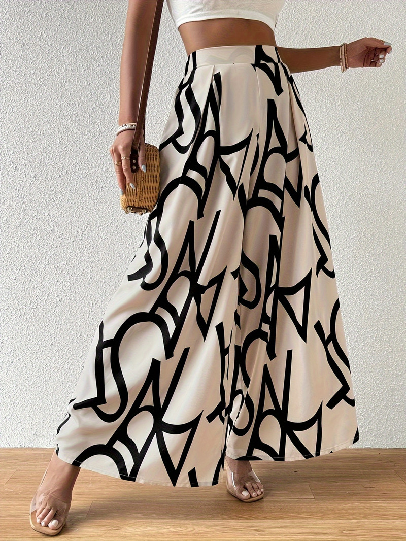 Sieviešu bikses ar augstu jostasvietu ar apdruku