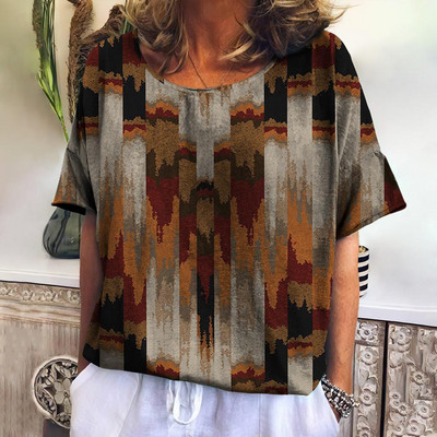 Suvine ruuduline T-särk naistele O kaelusega vabaaja kampsun, uued sviitrid Harajuku riided lahtised lühikeste varrukatega pluus Naiste mood topsid