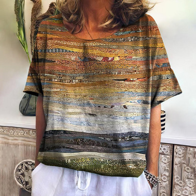 Suvine ruuduline T-särk naistele O kaelusega vabaaja kampsun, uued sviitrid Harajuku riided lahtised lühikeste varrukatega pluus Naiste mood topsid