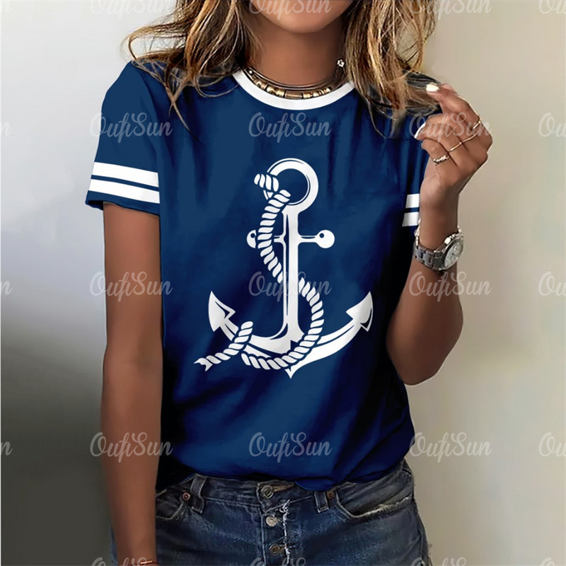 2024 új stílusú póló női horgonynyomott felső nyári túlméretezett pólók női ruházathoz O-nyakú női divat, nagy méretű