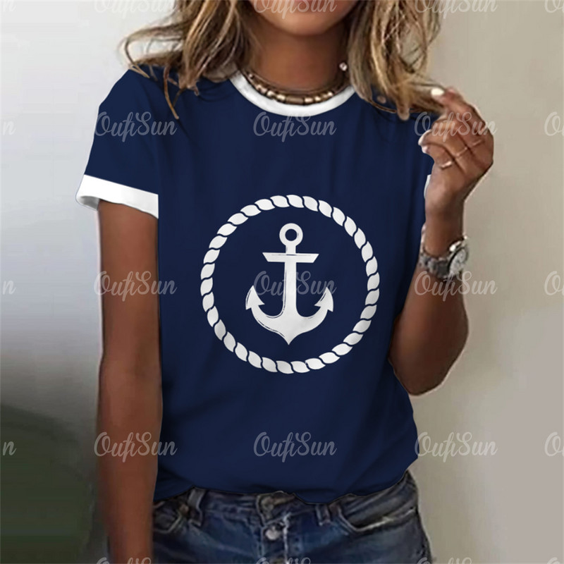 2024 új stílusú póló női horgonynyomott felső nyári túlméretezett pólók női ruházathoz O-nyakú női divat, nagy méretű